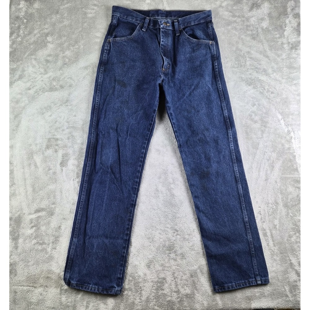 Vintage Rustler Jeans Mens 32x32 Blue Denim Straight Leg Dark Wash 100% Cotton